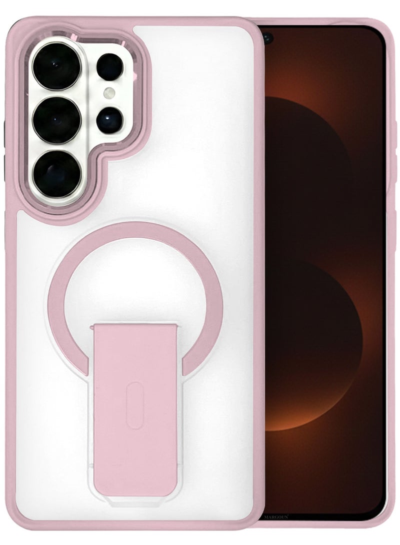 CATANES Magnetic Ring Kickstand Case for Galaxy S26 Ultra – Frosted Protective Back with Grip Holder with 3D Screen Protector - Pink - Image 4